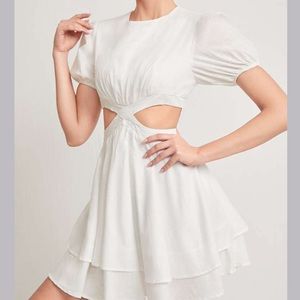 PUFF SLEEVE 😍 Side Cut Out Babydoll Skater Dress